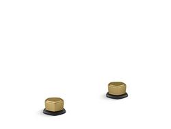 Knob Handles in Matte Black with Moderne Brass