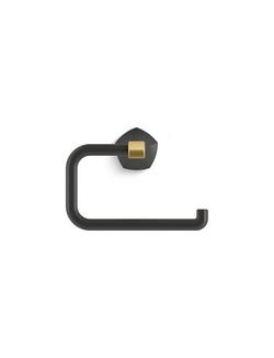 Bar Open Towel Ring in Matte Black with Moderne Brass