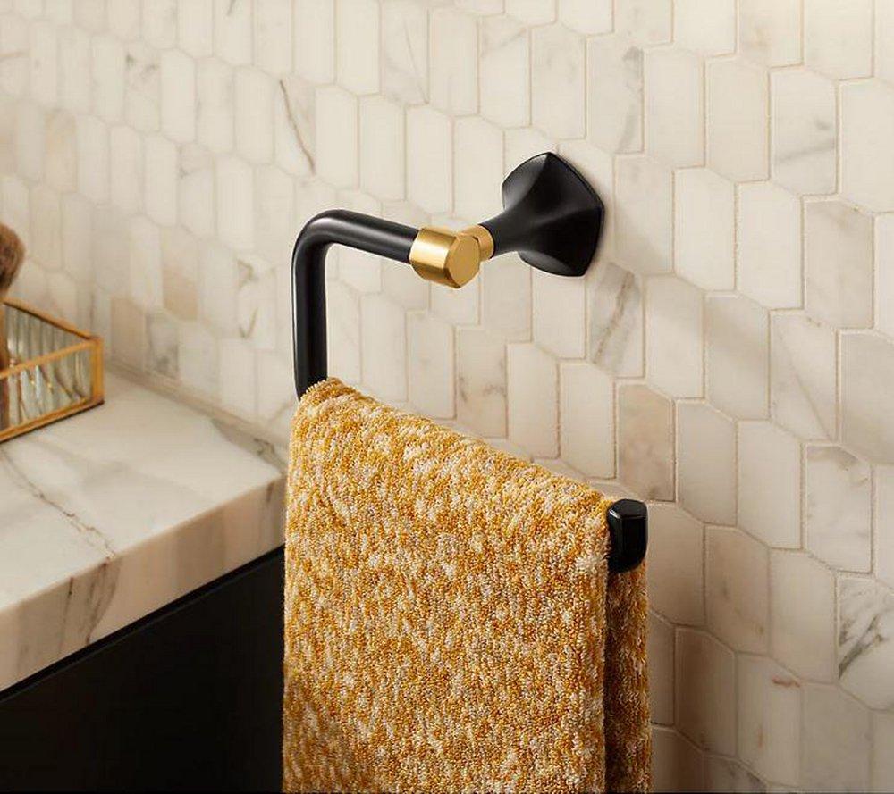 KOHLER Matte Black/Moderne Brass Bar Open Towel Ring 