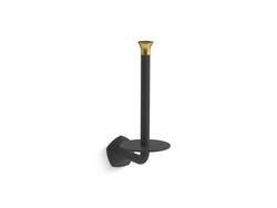 Wall Mount Toilet Tissue Holder in Matte Black with Moderne Brass