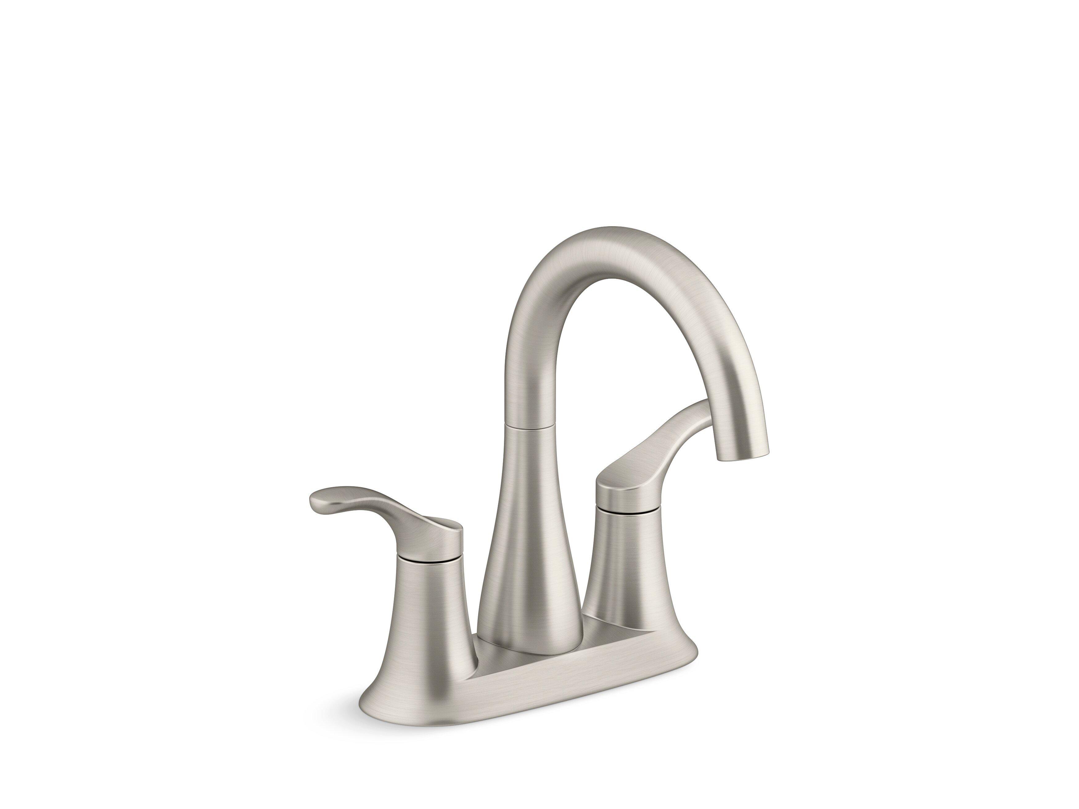 KOHLER Vibrant Brushed Nickel Two Handle Centerset Bathroom Sink Faucet 