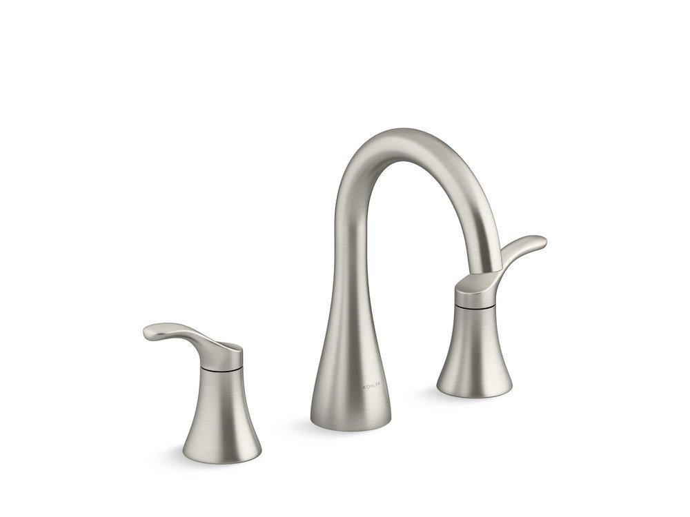 KOHLER Vibrant&reg; Brushed Nickel Two Handle Monoblock Bathroom Sink Faucet 
