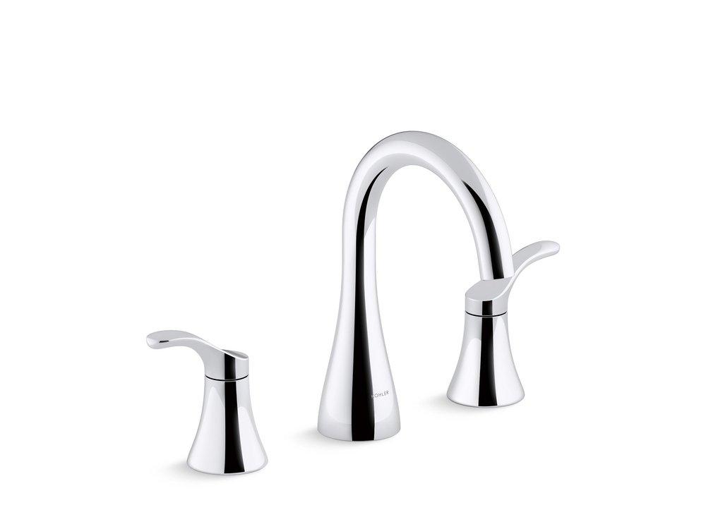 Two Handle Widespread Bathroom Sink Faucet in Polished Chrome 