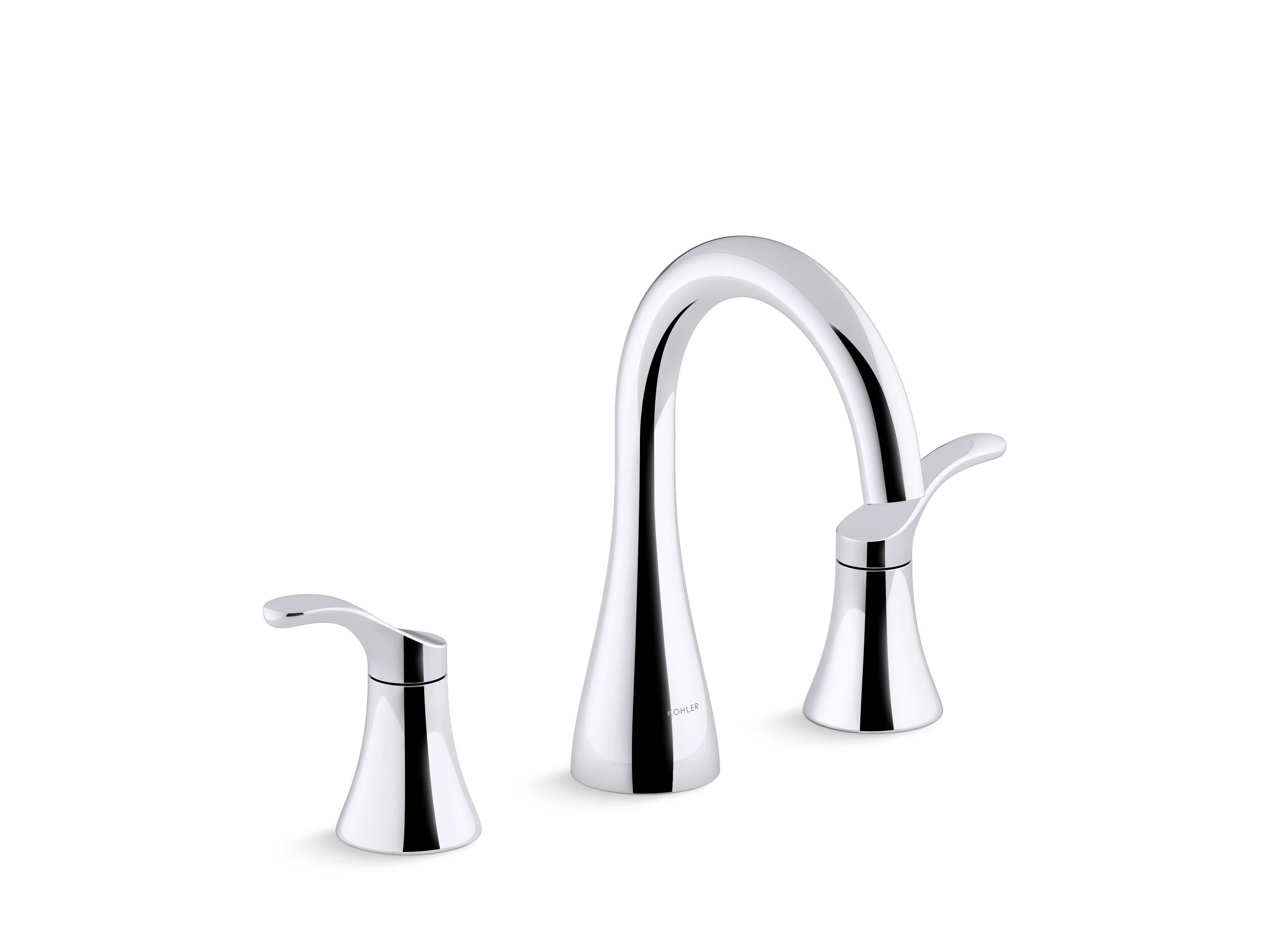 KOHLER Polished Chrome Two Handle Widespread Bathroom Sink Faucet 