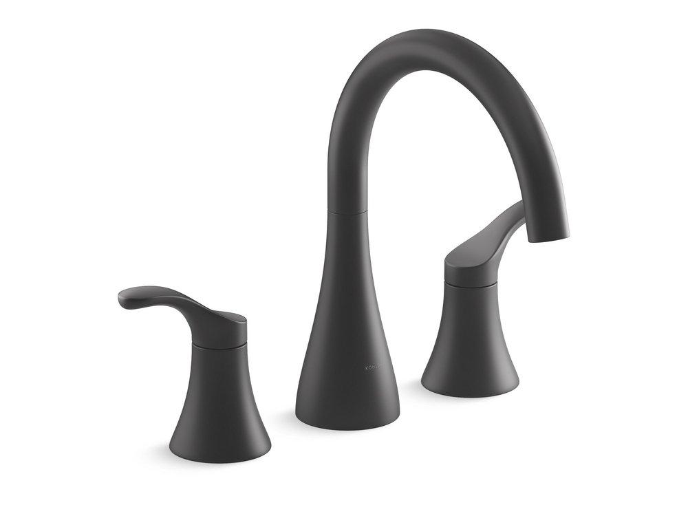 KOHLER Matte Black Two Handle Roman Tub Faucet (Trim Only) 