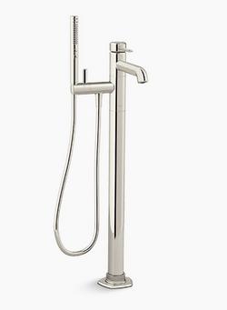 Two Handle Floor Mount Tub Filler with Hand Shower in Vibrant&reg; Polished Nickel