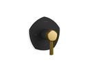 Single Handle Thermostatic Valve Trim in Matte Black with Moderne Brass