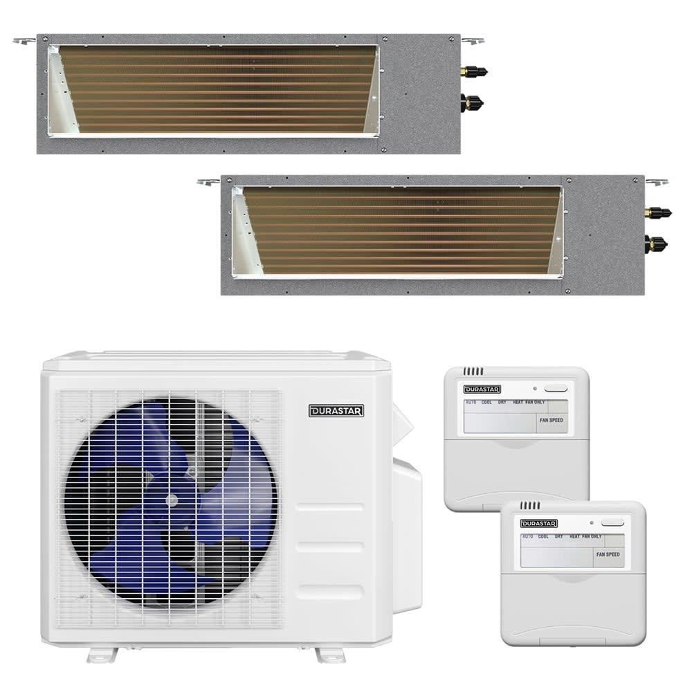 17000 BTU Cooling / 18000 BTU Heating 21.3 SEER 208 Volt Dual Zone Mini Split System with Concealed Duct Evaporators 