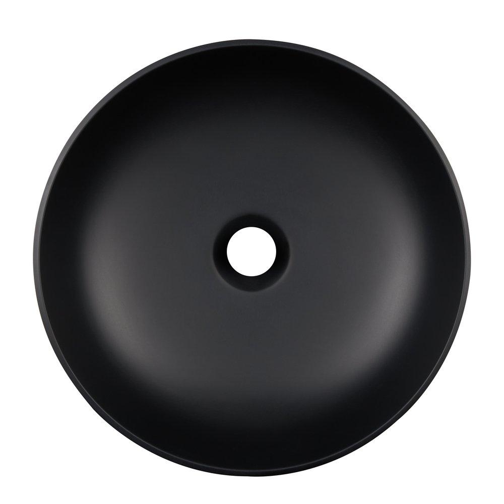 Vessel Mount Round Bathroom Sink in Matte Black 