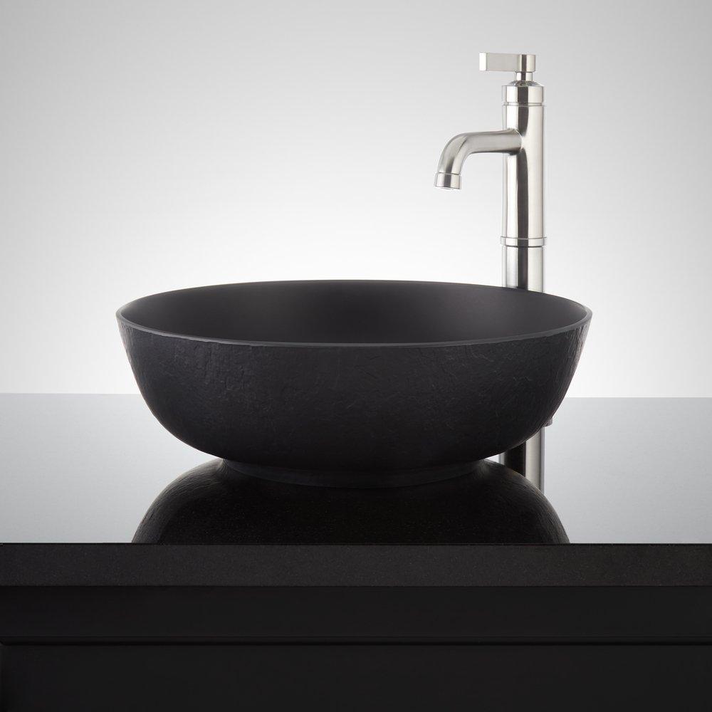 Vessel Mount Round Bathroom Sink in Matte Black image number 1