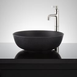 Vessel Mount Round Bathroom Sink in Matte Black