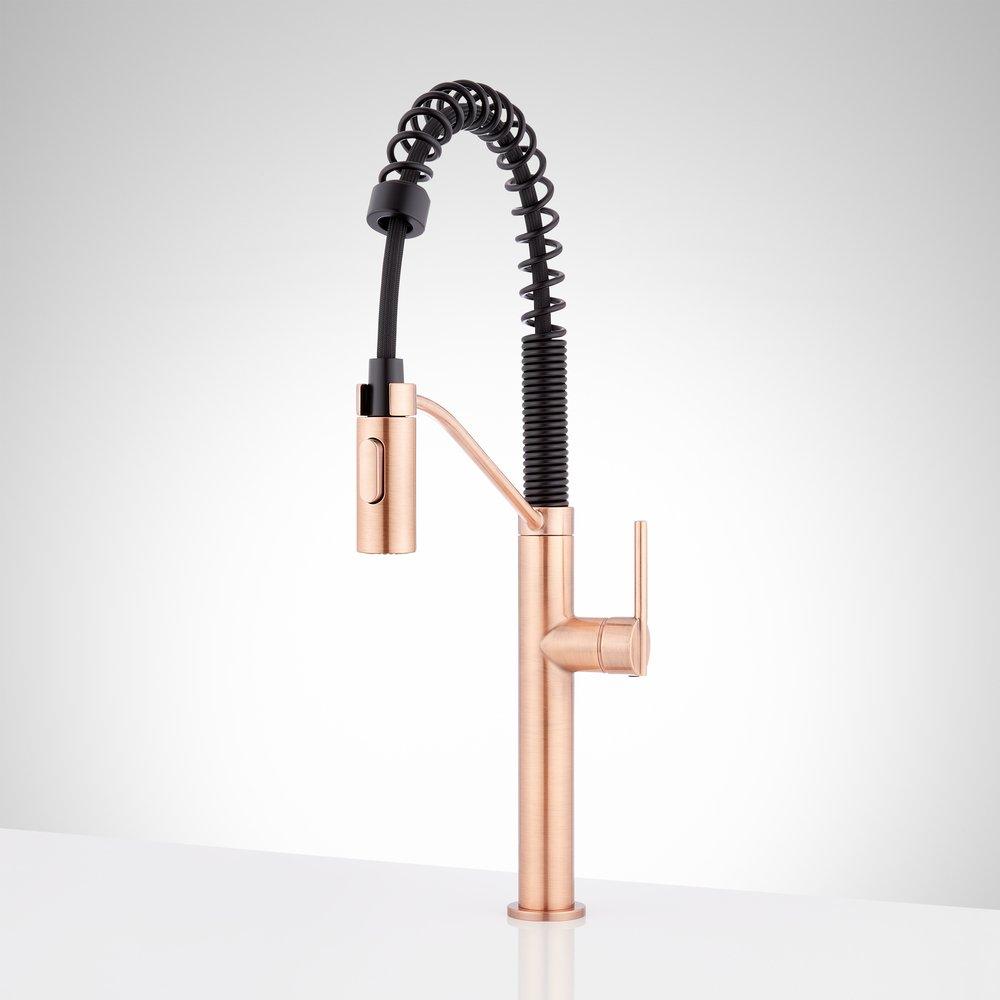 Single Handle Pull Down Kitchen Faucet in Antique Copper 