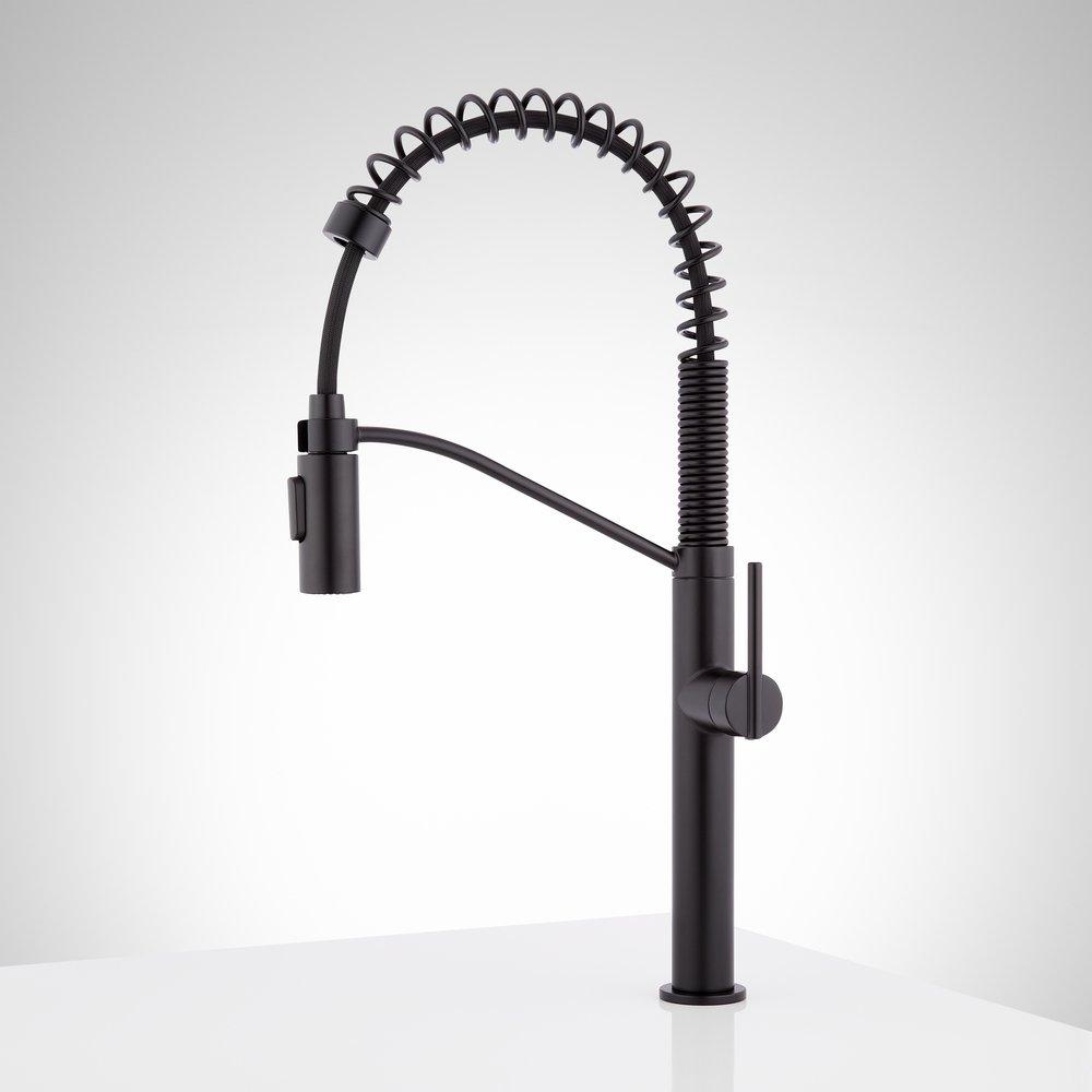 Signature Hardware Matte Black Single Handle Pull Down Kitchen Faucet 