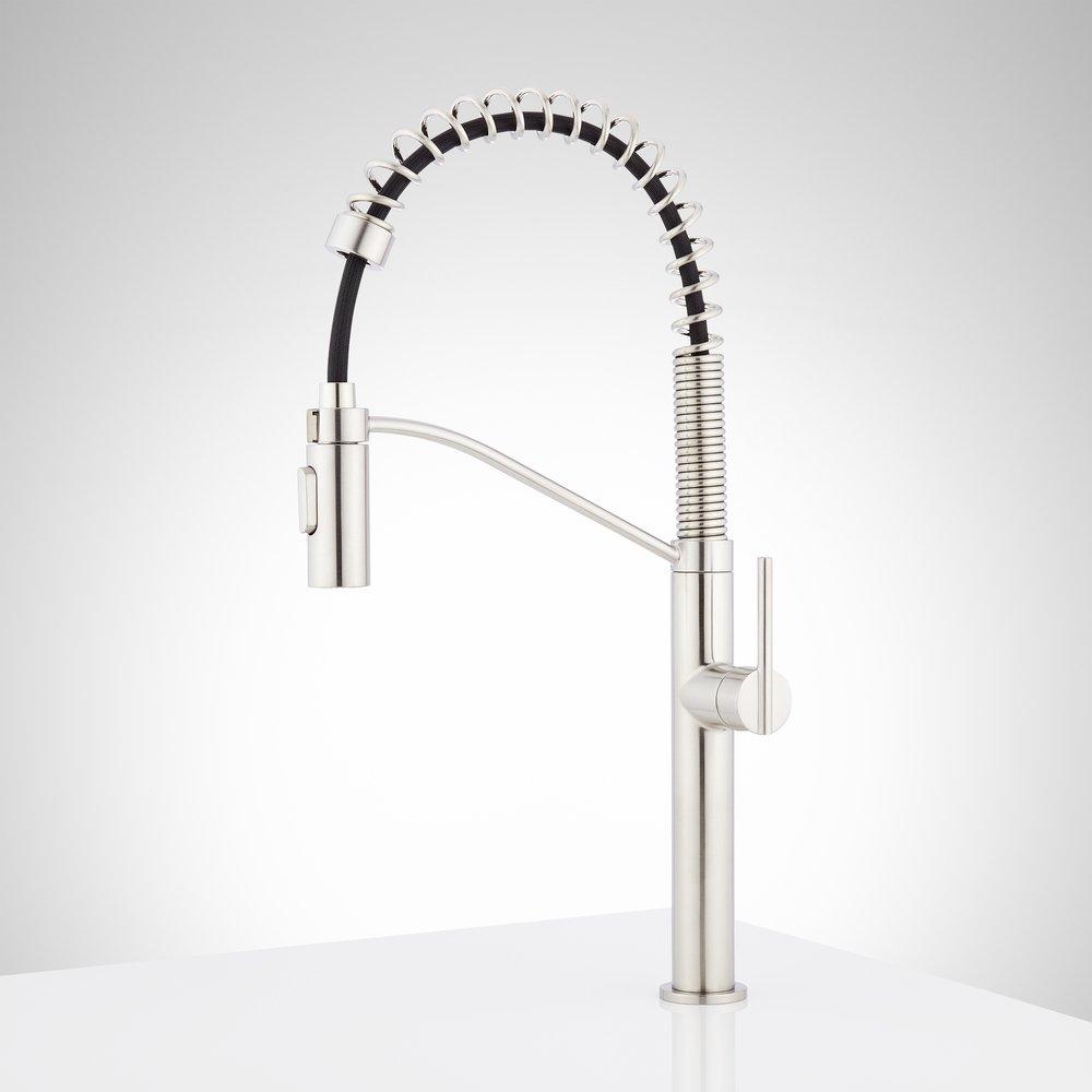 Signature Hardware Stainless Steel Single Handle Pull Down Kitchen Faucet 