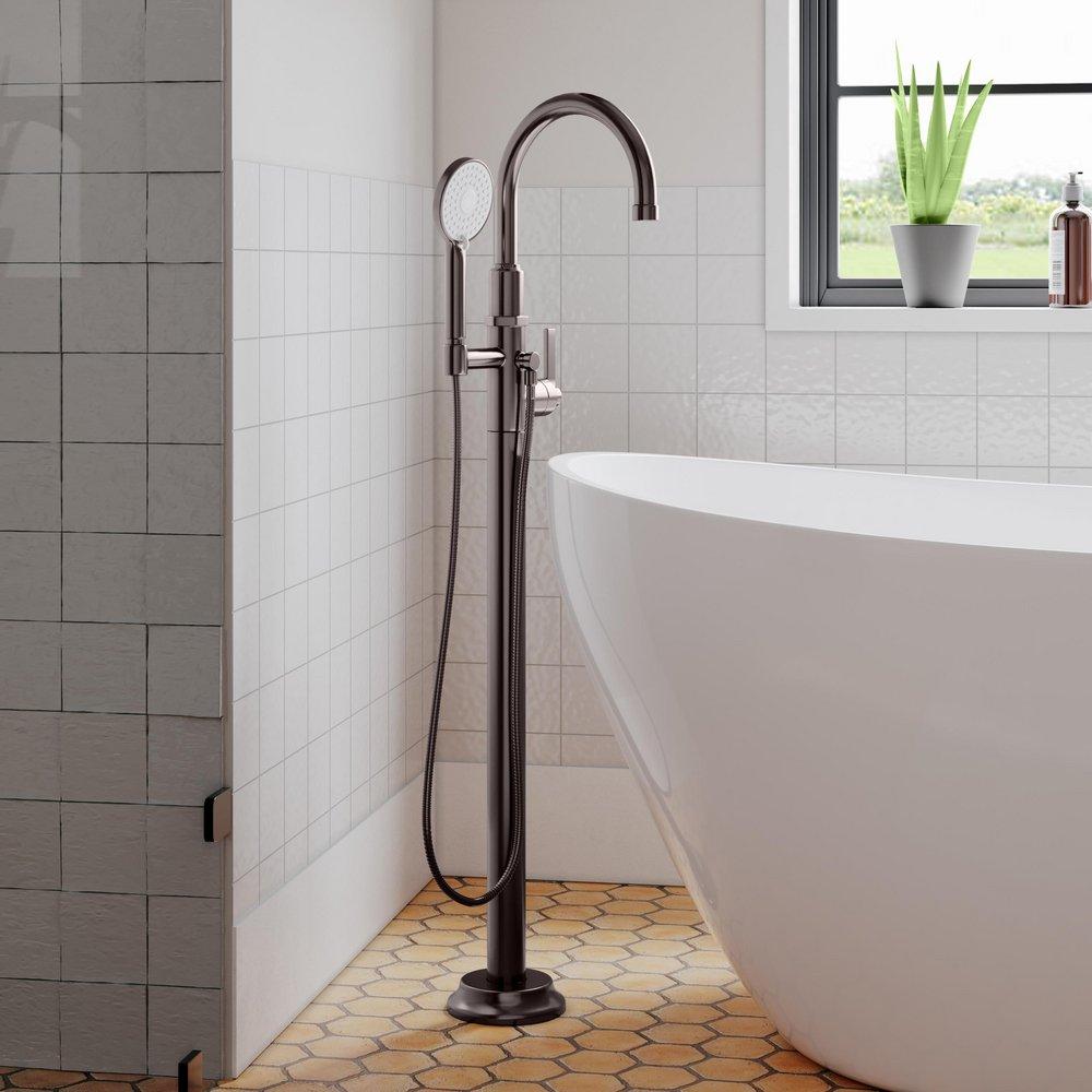 Signature Hardware Gunmetal Single Handle Lever Floor Mount Filler (Trim Only) 