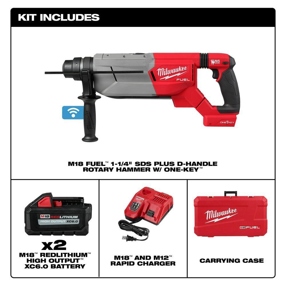 Milwaukee® Red Cordless 1-1/4 in. Rotary Hammer Kit 