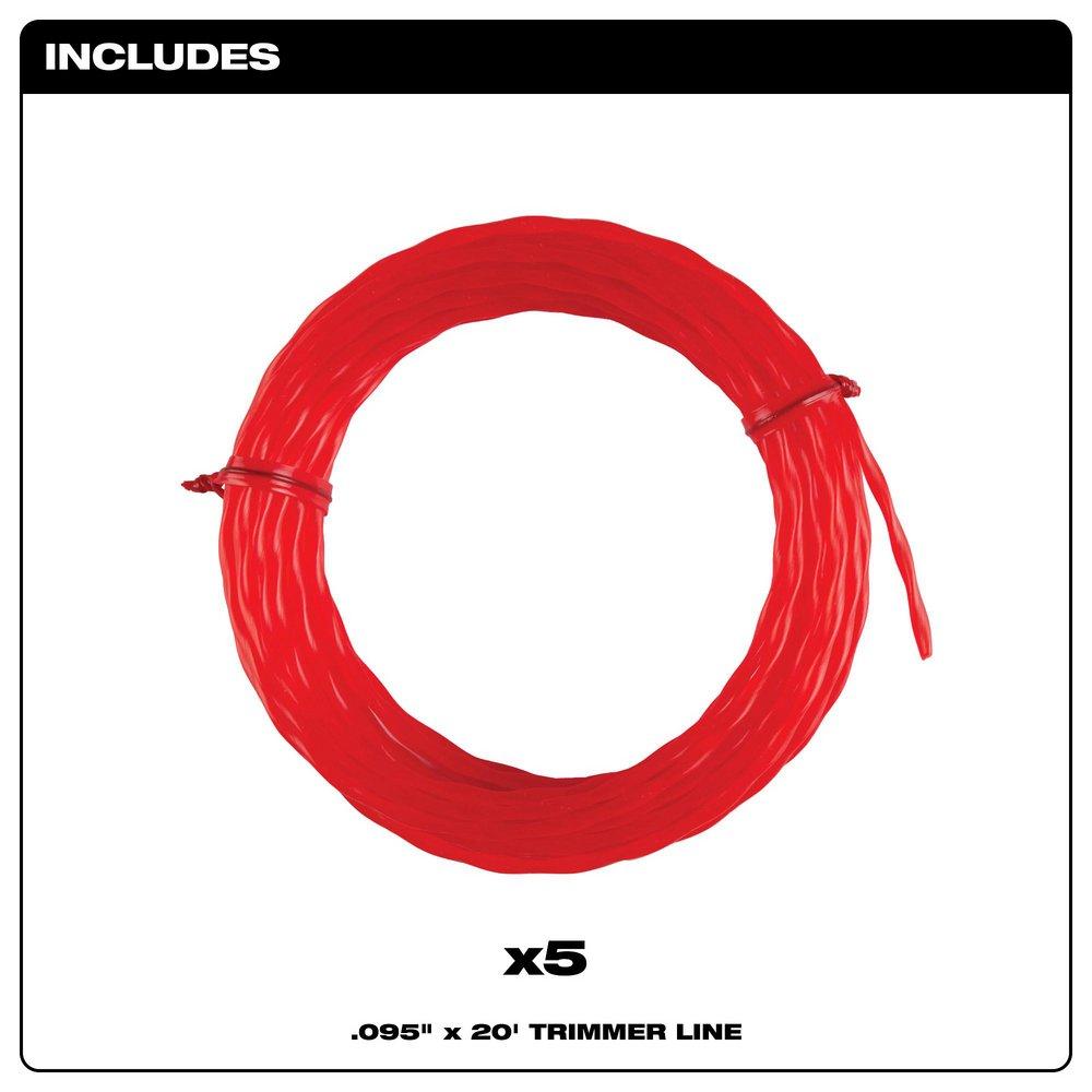 .095 X 20&rsquo; 5 PK PRE-CUT TWISTED TRIMMER LINE 