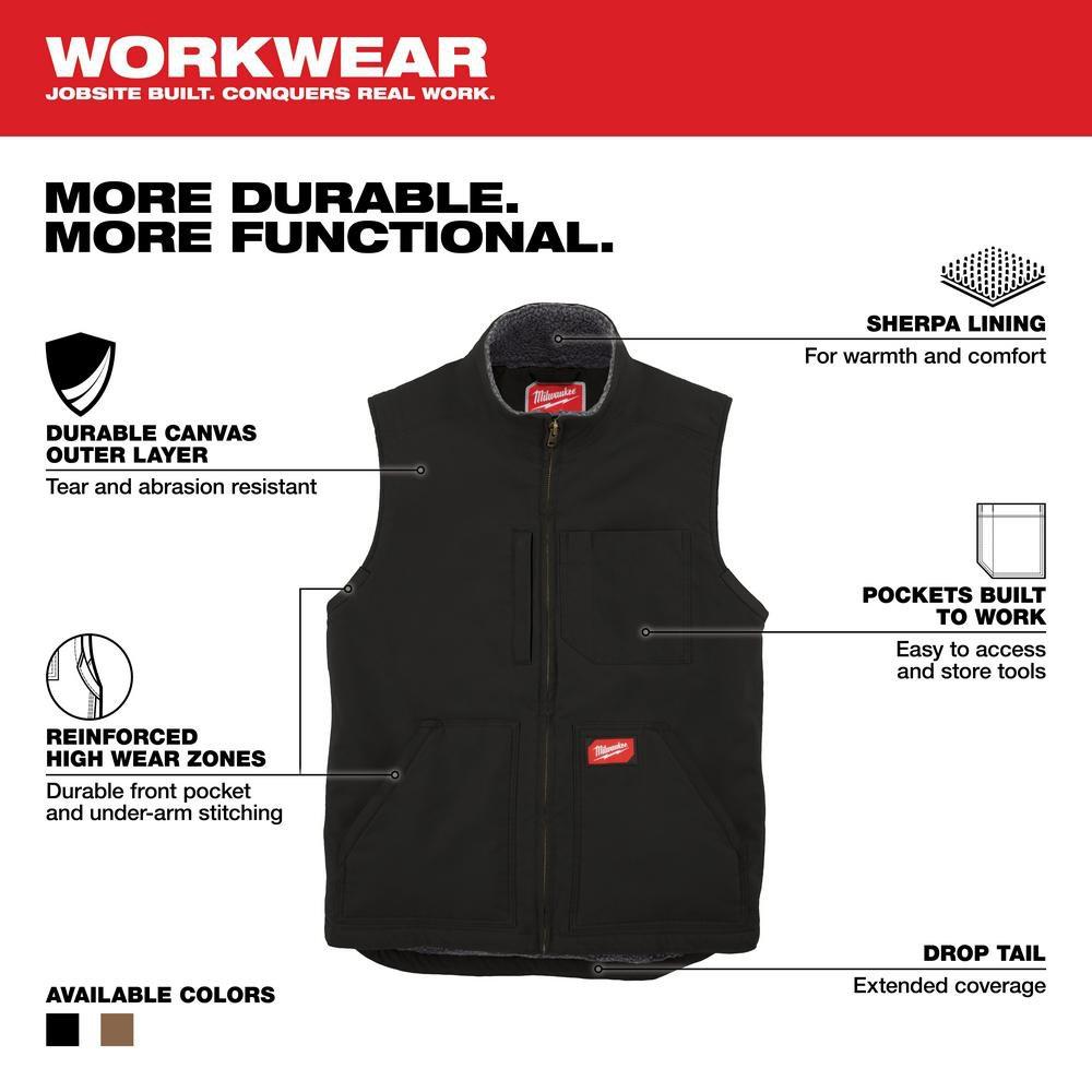 HEAVY DUTY SHERPA-LINED VEST - BLACK 3X 