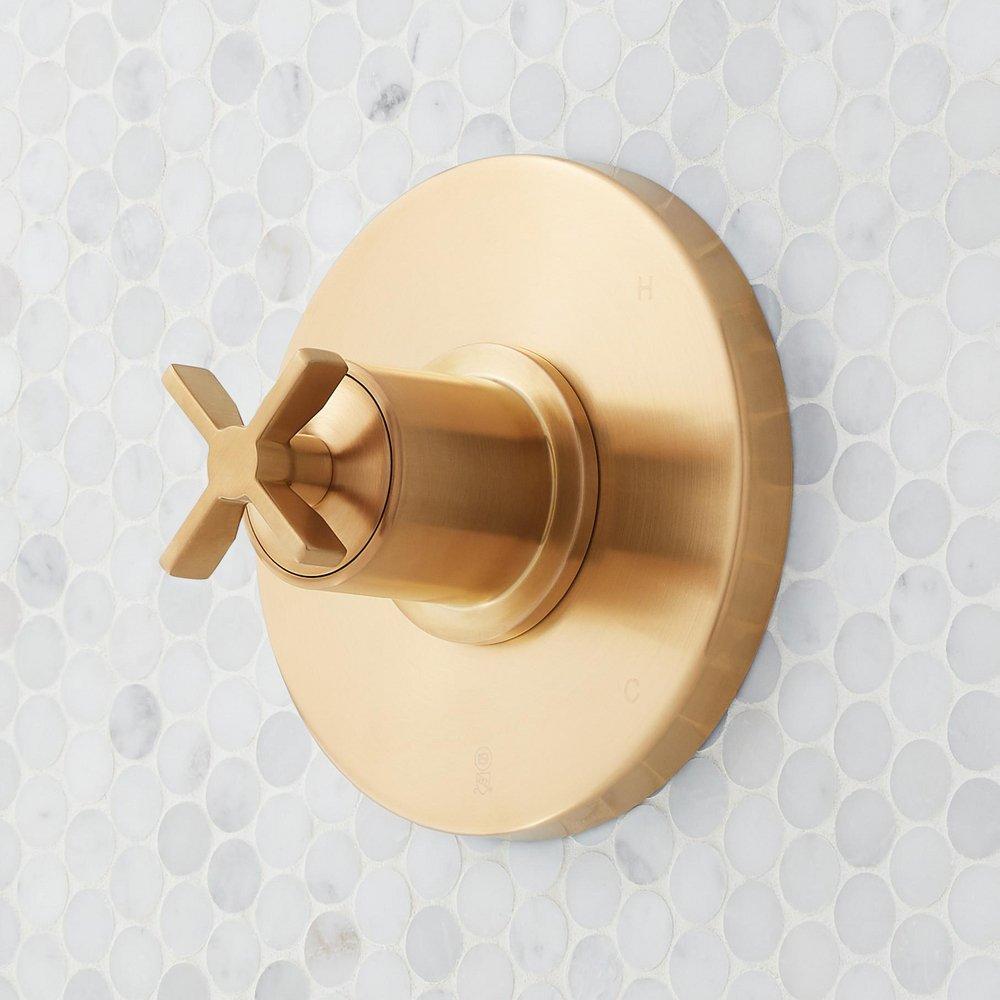 Single Handle Pressure Balancing Valve Trim in Brushed Gold 