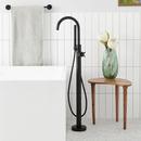 Floor Mount Tub Filler Faucet with Hand Shower in Matte Black - Less Valve