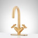 Signature Hardware Brushed Gold Two Handle Monoblock Bathroom Sink Faucet 