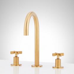 Two Handle Widespread Bathroom Sink Faucet in Brushed Gold