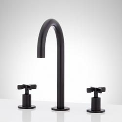 1.2 GPM Widespread Bathroom Faucet in Matte Black - Pop-Up Drain Included