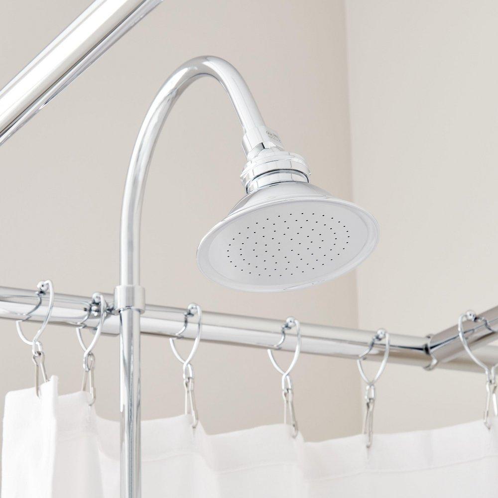 GOOSENECK SHOWER CONVERSION KIT WITH HAND SHOWER 60 X 27 D STYLE SHOWER RING BRUSHED GOLD 