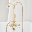 Gooseneck Shower Conversion Kit with Hand Shower and D Style Shower Ring in Brushed Gold 