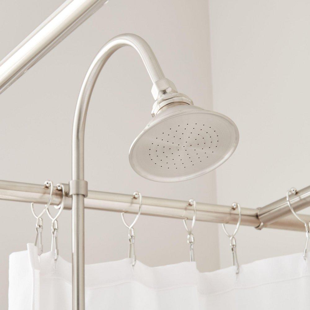 Gooseneck Shower Conversion Kit with Hand Shower and D Style Shower Ring in Brushed Gold 