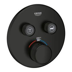 Three Handle Thermostatic Valve Trim in Matte Black