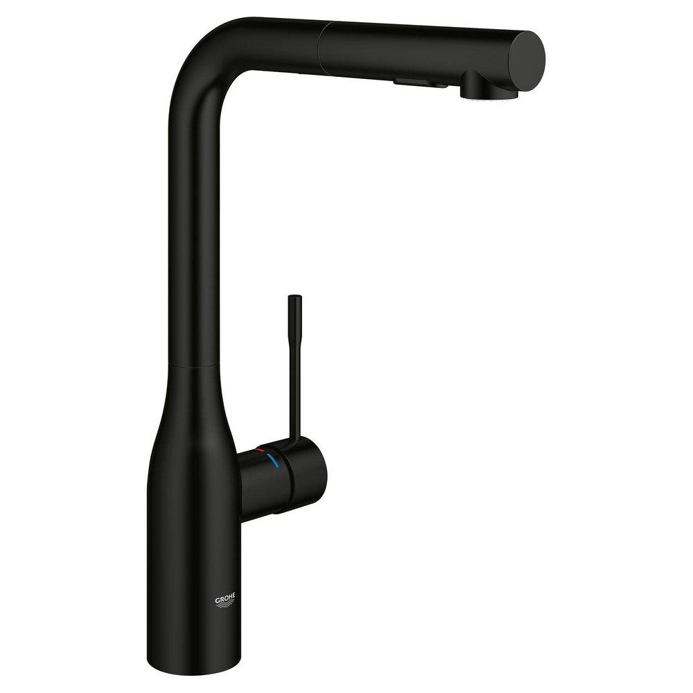 GROHE Matte Black Single Handle Pull Out Kitchen Faucet 