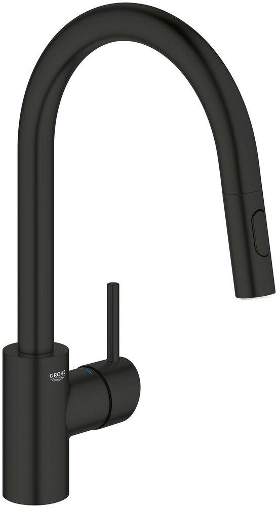 GROHE Matte Black Single Handle Pull Down Kitchen Faucet 