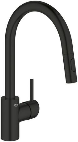 Single Handle Pull Down Kitchen Faucet in Matte Black
