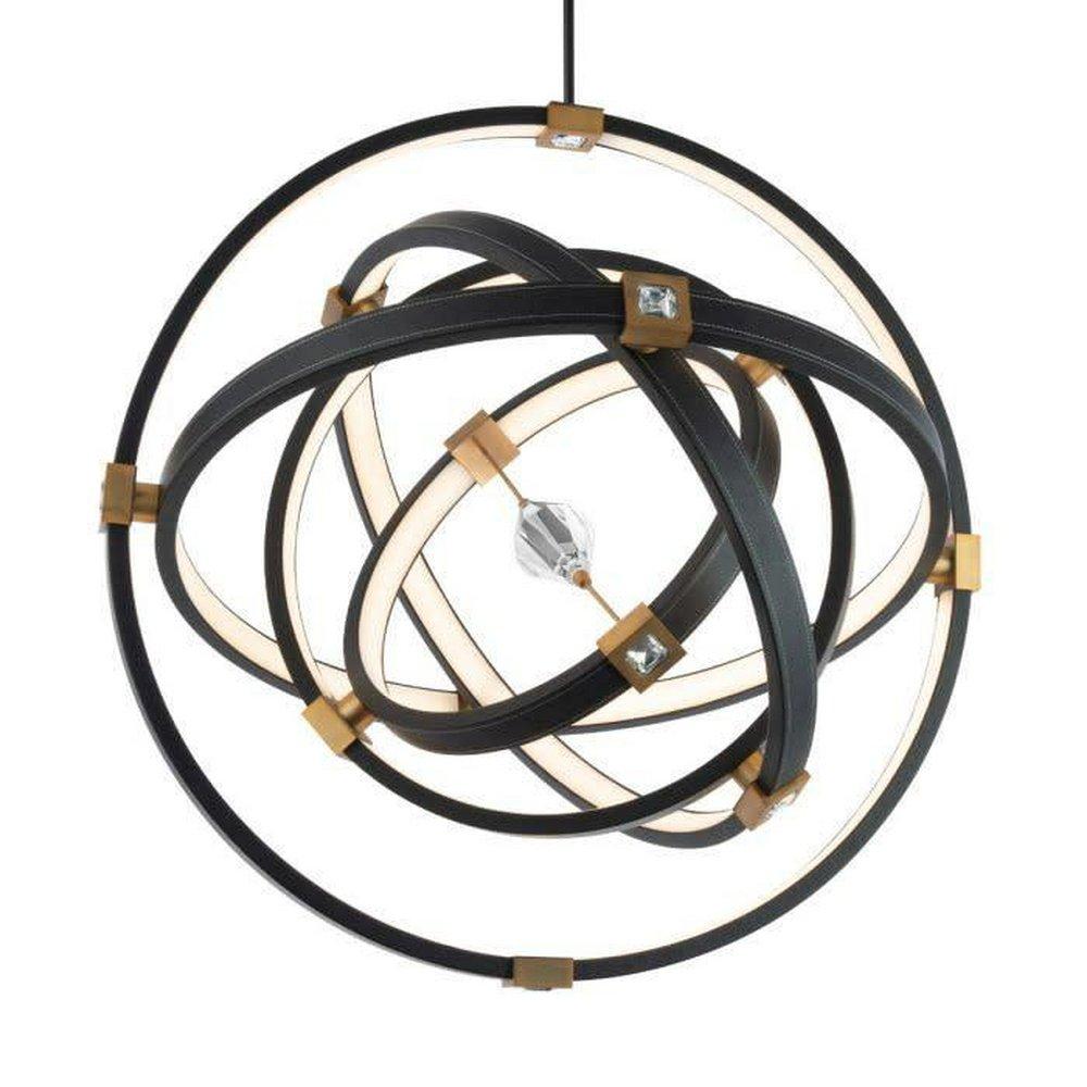 ATOMIC 36.25IN LED PENDANT 3000/3500/4000K IN BLACK-AGED BRASS WITH CLEAR OPTIC CRYSTAL 
