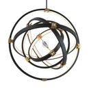 115W 1-Light Integrated LED Pendant in Black with Aged Brass