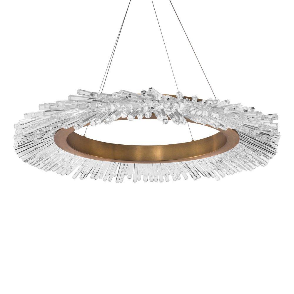 BENEDICTION 4IN LED PENDANT 3000/3500/4000K IN AGED BRASS WITH CLEAR OPTIC CRYSTAL 