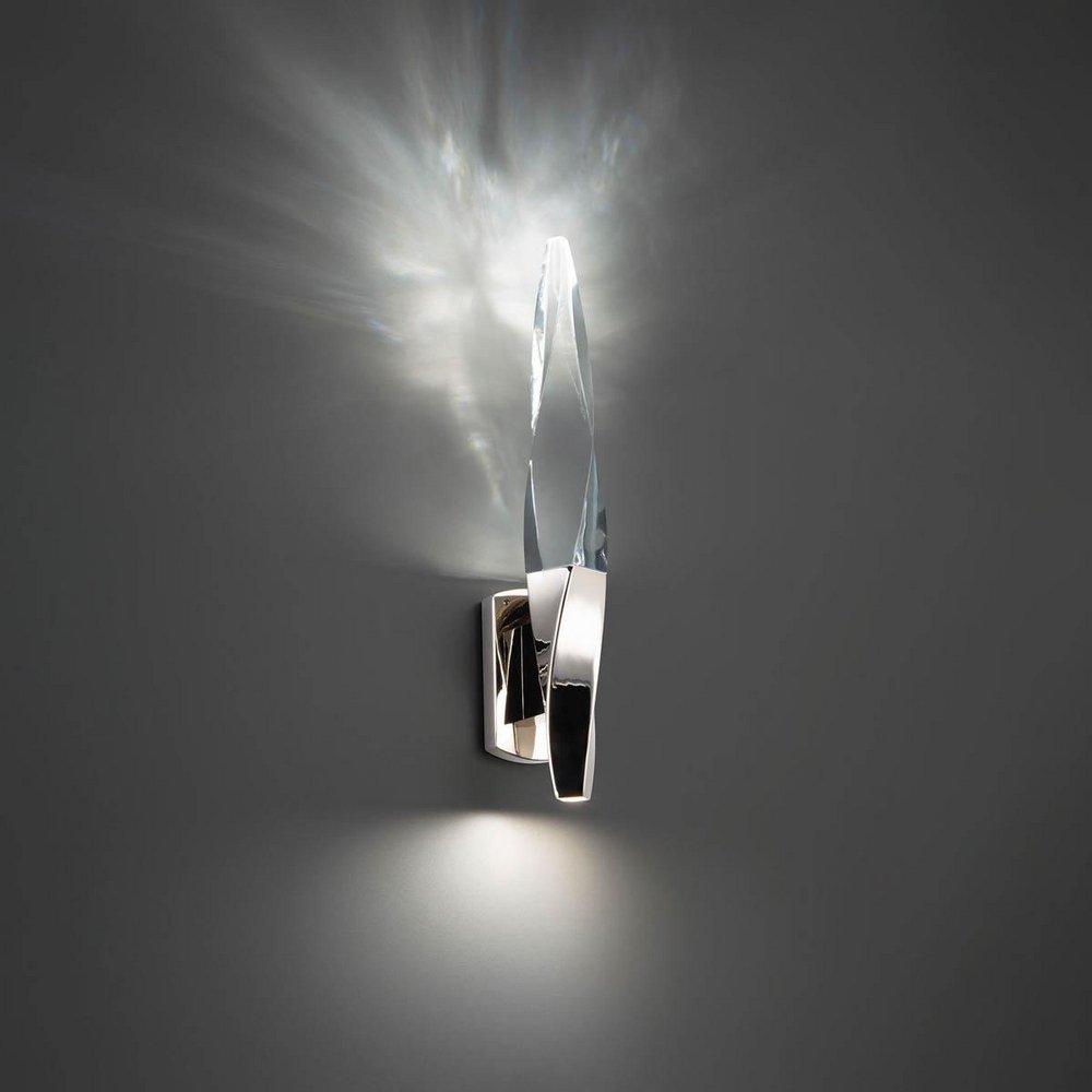 KINDJAL 18IN LED WALL SCONCE 3000/3500/4000K IN POLISHED NICKEL WITH CLEAR OPTIC CRYSTAL 