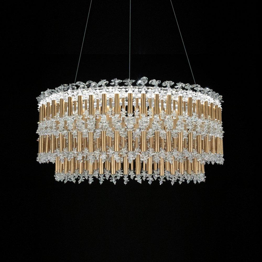 TAHITIAN 25IN X 11IN PENDANT 3000/3500/4000K LED IN HEIRLOOM GOLD WITH CLEAR OPTIC CRYSTAL 
