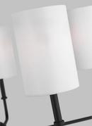 FOXDALE TRANSITIONAL 5-LIGHT INDOOR DIMMABLE CHANDELIER IN MIDNIGHT BLACK FINISH WITH WHITE LINEN FABRIC SHADES 