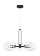 CODYN CONTEMPORARY 5-LIGHT INDOOR DIMMABLE MEDIUM CHANDELIER IN MIDNIGHT BLACK FINISH WITH CLEAR GLASS SHADES 