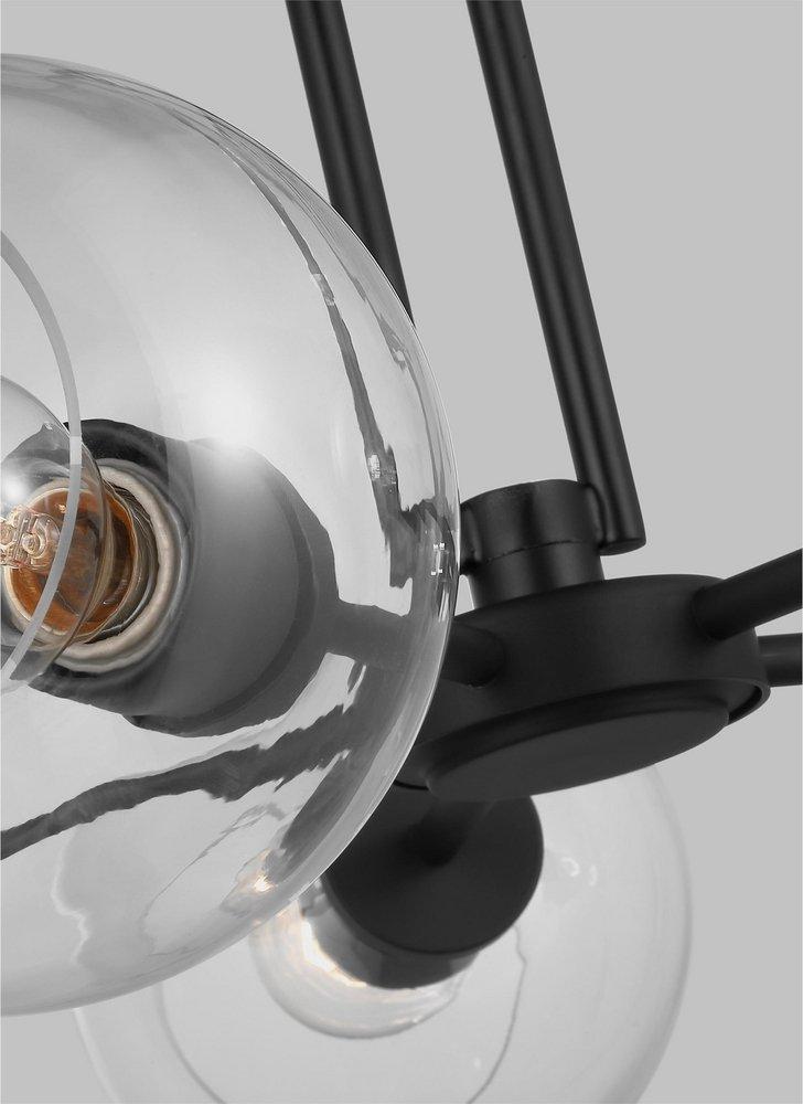 CODYN CONTEMPORARY 5-LIGHT INDOOR DIMMABLE MEDIUM CHANDELIER IN MIDNIGHT BLACK FINISH WITH CLEAR GLASS SHADES 