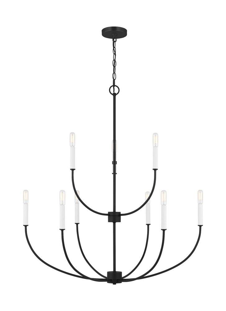 GREENWICH MODERN FARMHOUSE 9-LIGHT INDOOR DIMMABLE CHANDELIER IN MIDNIGHT BLACK FINISH 