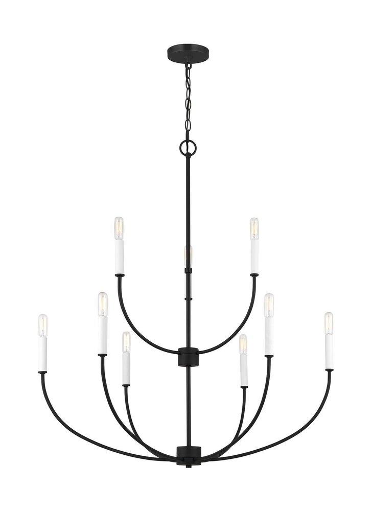 GREENWICH MODERN FARMHOUSE 9-LIGHT INDOOR DIMMABLE CHANDELIER IN MIDNIGHT BLACK FINISH 