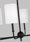 FOXDALE TRANSITIONAL 6-LIGHT INDOOR DIMMABLE LINEAR CHANDELIER IN MIDNIGHT BLACK FINISH WITH WHITE LINEN FABRIC SHADES 