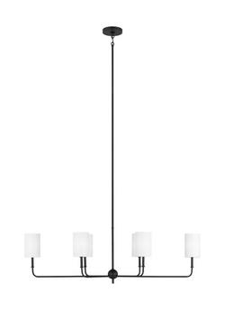 3.5W 6?Light LED Linen?Shade Linear Chandelier in Midnight Black