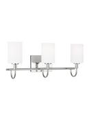 OAK MOORE TRADITIONAL 3-LIGHT INDOOR DIMMABLE BATH VANITY WALL SCONCE IN CHROME FINISH AND ETCHED WHITE GLASS SHADE 