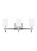 OAK MOORE TRADITIONAL 3-LIGHT INDOOR DIMMABLE BATH VANITY WALL SCONCE IN CHROME FINISH AND ETCHED WHITE GLASS SHADE 