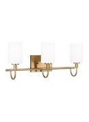 OAK MOORE TRADITIONAL 3-LIGHT INDOOR DIMMABLE BATH VANITY WALL SCONCE IN SATIN BRASS GOLD FINISH AND ETCHED WHITE GLASS SHADE 