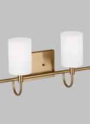 OAK MOORE TRADITIONAL 4-LIGHT INDOOR DIMMABLE BATH VANITY WALL SCONCE IN SATIN BRASS GOLD FINISH AND ETCHED WHITE GLASS SHADE 